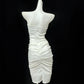 Robe de soirée courte en satin blanc à perles, robe de bal, robe de soirée, gh4831