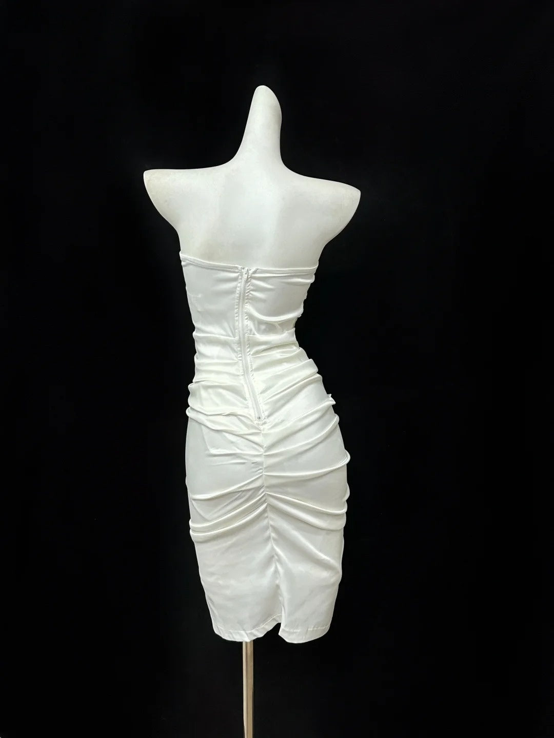 Robe de soirée courte en satin blanc à perles, robe de bal, robe de soirée, gh4831