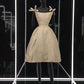 girlhomeshops--Beige Satin Short Princess Elegant Formal Homecoming Dress Hoco Dress gh5600