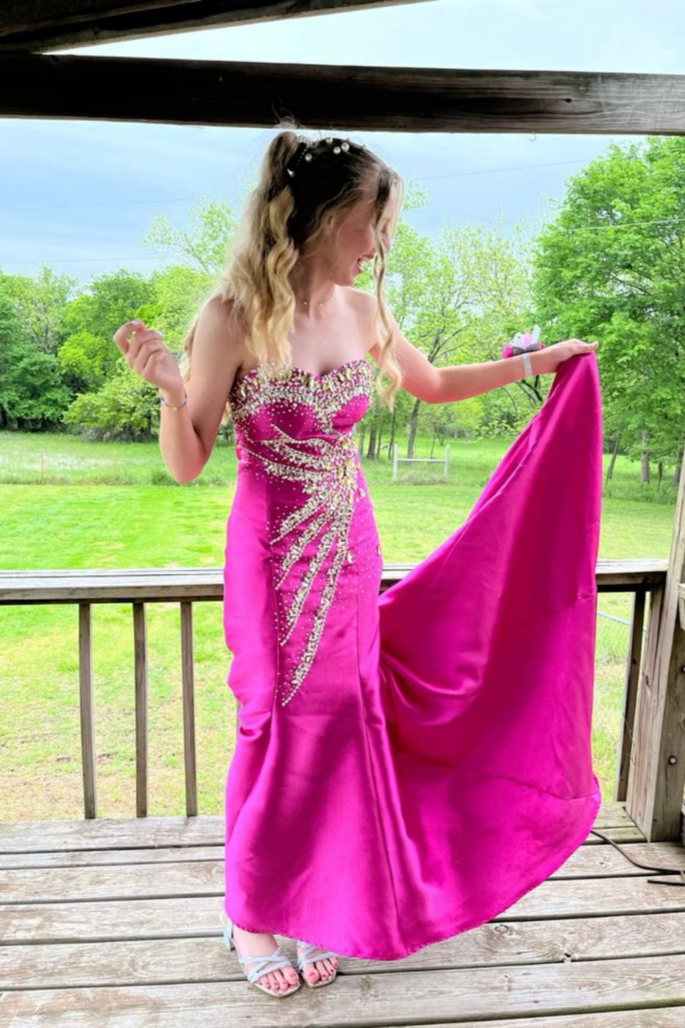 girlhomeshops-Formal Dress With Delicate Pink Beads gh6117