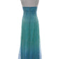 Blue shiny fashion gradient gold spray retro elegant sling long tulle prom dress evening dress party dress gh3458
