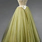 Robe de soirée longue en tulle, élégante, vintage, jaune et vert, robe de bal, robe de soirée, robe de remise de diplôme, gh3363