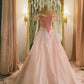 Pink Gorgeous Exquisite Floral Long Elegant Fairy Off-shoulder Tulle Ball Gown Evening Dress gh3243
