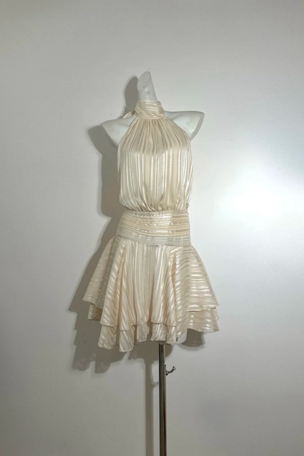 Girlhomeshops--Ruffled Fashion Halter Neck Backless Low Waist Vacation Short Chiffon Homecoming Dress Birthday Party Dress gh5475