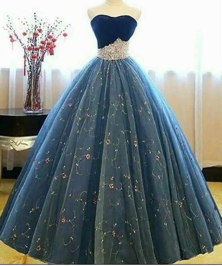 Robe de soirée longue en tulle floral bleu brillant, douce, mignonne, charmante, exquise, ligne A, robe de bal, robe de cérémonie pour adulte de 16 ans, gh3554