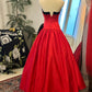 Robe de bal bandeau rouge et noire à blocs de couleurs : nœud 3D, robe évasée cintrée à la taille, robe maxi rétro pour banquet, modèle gh6581