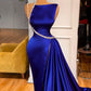 Blaues wunderschönes glänzendes langes Schlitz elegantes bodenlanges Ballkleid Abendkleid Partykleid gh3232