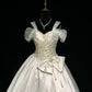 Ivory White Beading Fashion Long Satin Princess Ball Gown Wedding Dress Wedding Gown gh4924