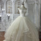 Lace Strapless Bridal Gown Pearl Shoulder Chain & Cloud Flare Hem  gh7063