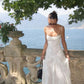 Ivory Tulle Spaghetti Strap Elegant Long Evening Gown Party Dress gh3014