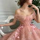 Off Shoulder Sweetheart 3D Flower Pleats Lace Pocket Tulle Prom Dresses Formal Wedding Party Gowns  gh2189