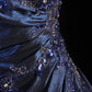 Navy Blue Vintage Elegant Fashion Ball Gown Off Shoulder Long Satin Prom Dress Evening Dress Party Dress gh4246