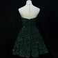 Green shiny princess sequin short retro fashion homecoming dress prom dress evening dress gh4368