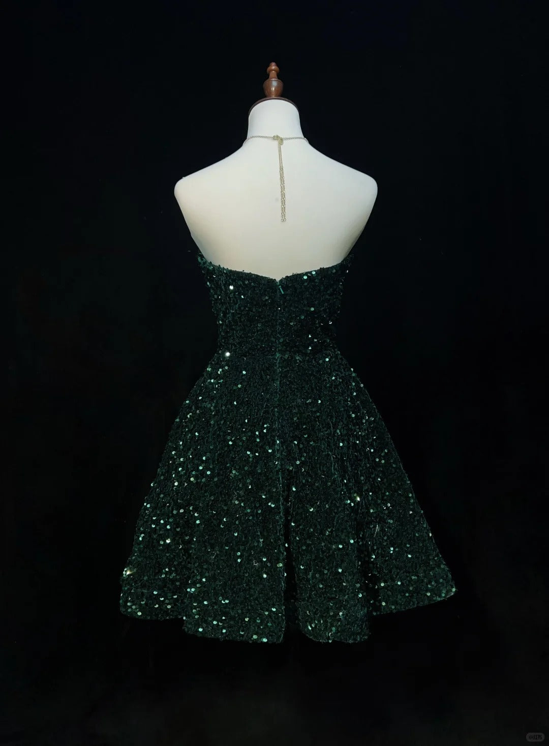 Green shiny princess sequin short retro fashion homecoming dress prom dress evening dress gh4368