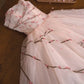 girlhomeshops- Vintage Peach Pink Plum Blossom 3D Embroidered Strapless Tulle Chinese Style Evening Gown gh6034