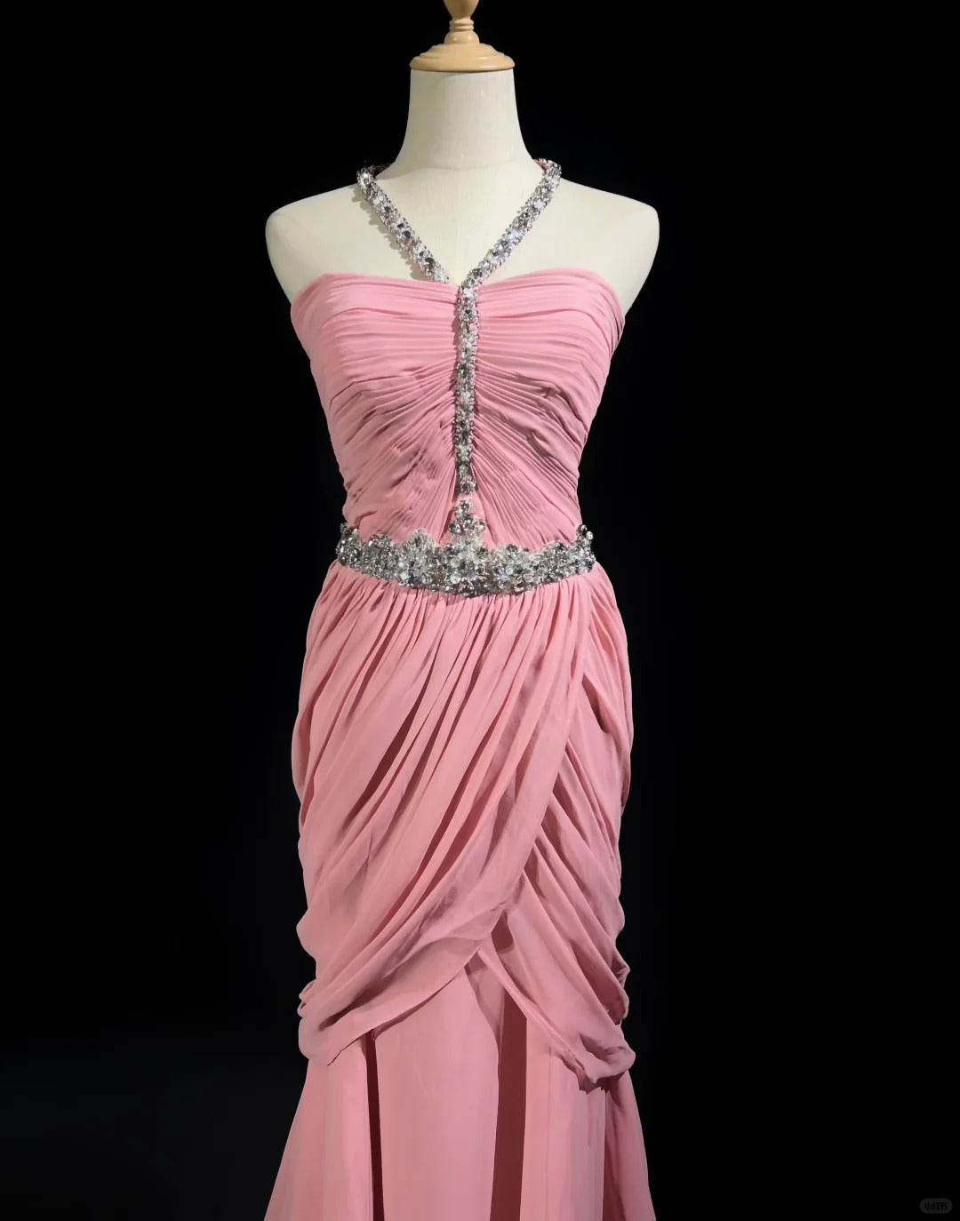 Pink Gorgeous Shiny Elegant Exquisite Beaded Tulle Long Mermaid Floor Length Slim Ball Gown Evening Gown Party Dress Prom Dress gh3851