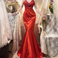 Red Vintage Floral Long Satin Prom Dress Birthday Party Dress Evening Dress gh4413