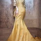 Robe de soirée longue en satin jaune, magnifique et exquise, avec perles, gh4499