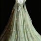 girlhomeshops-Green Delicate Floral Tulle Ball Gown gh6285