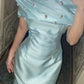 girlhomeshops-Light Blue Satin Diamond - Studded Gown, Elegant Lines Show Light Luxury Texture gh5900