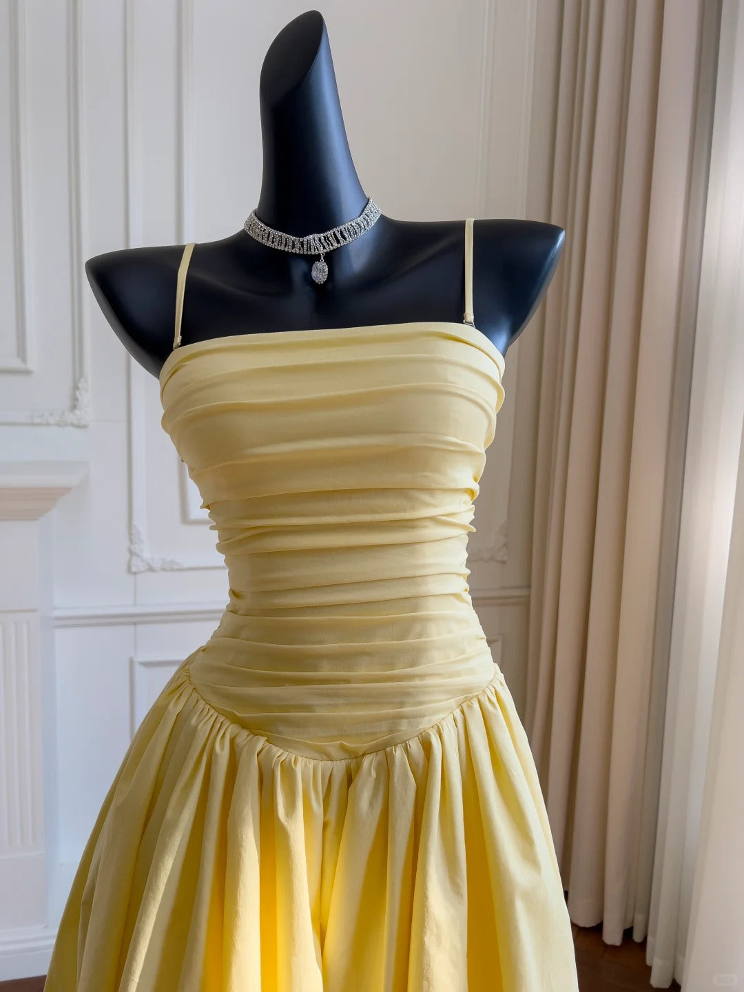 girlhomeshops--Yellow sweet long tulle prom dress gh5577