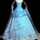 Meerjungfrauen-Ballkleid in Meeresblau mit Neckholder, Perlen und Quasten – Hochzeits- und Cosplay-Kleid im Ozean-Stil gh6557