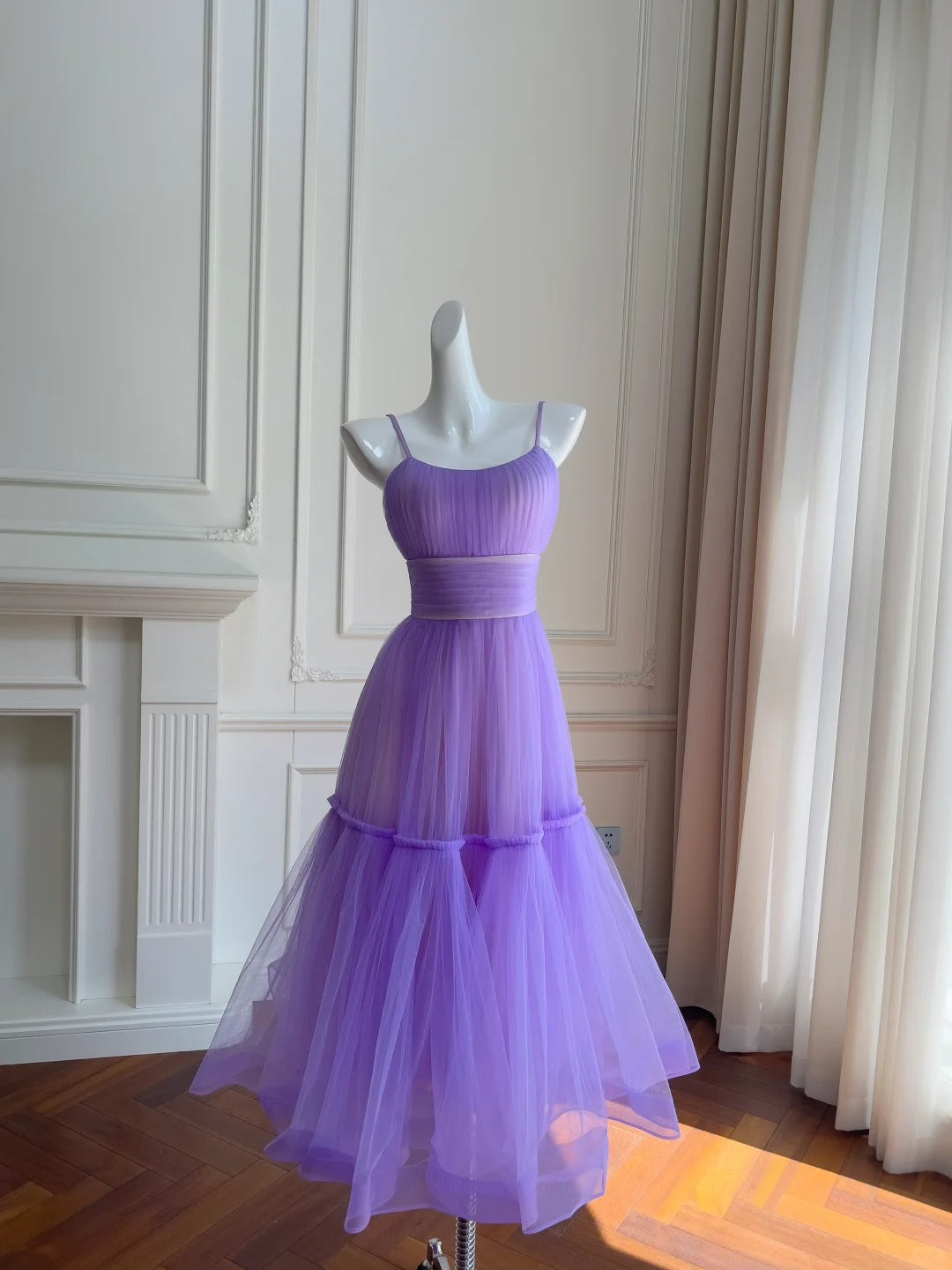 Robe de bal longue fluide en mousseline de soie menthe pour fête d'anniversaire gh4405