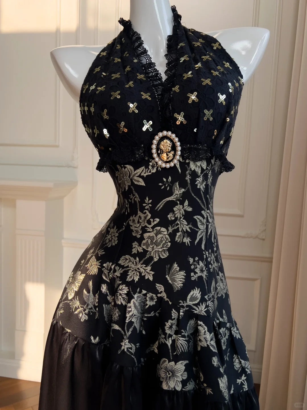 Robe de bal longue en satin noir/blanc vintage, robe de soirée d'anniversaire, gh4410