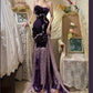Purple Vintage Elegant Unique Long Floral Satin Prom Dress Evening Dress Graduation Dress gh4256