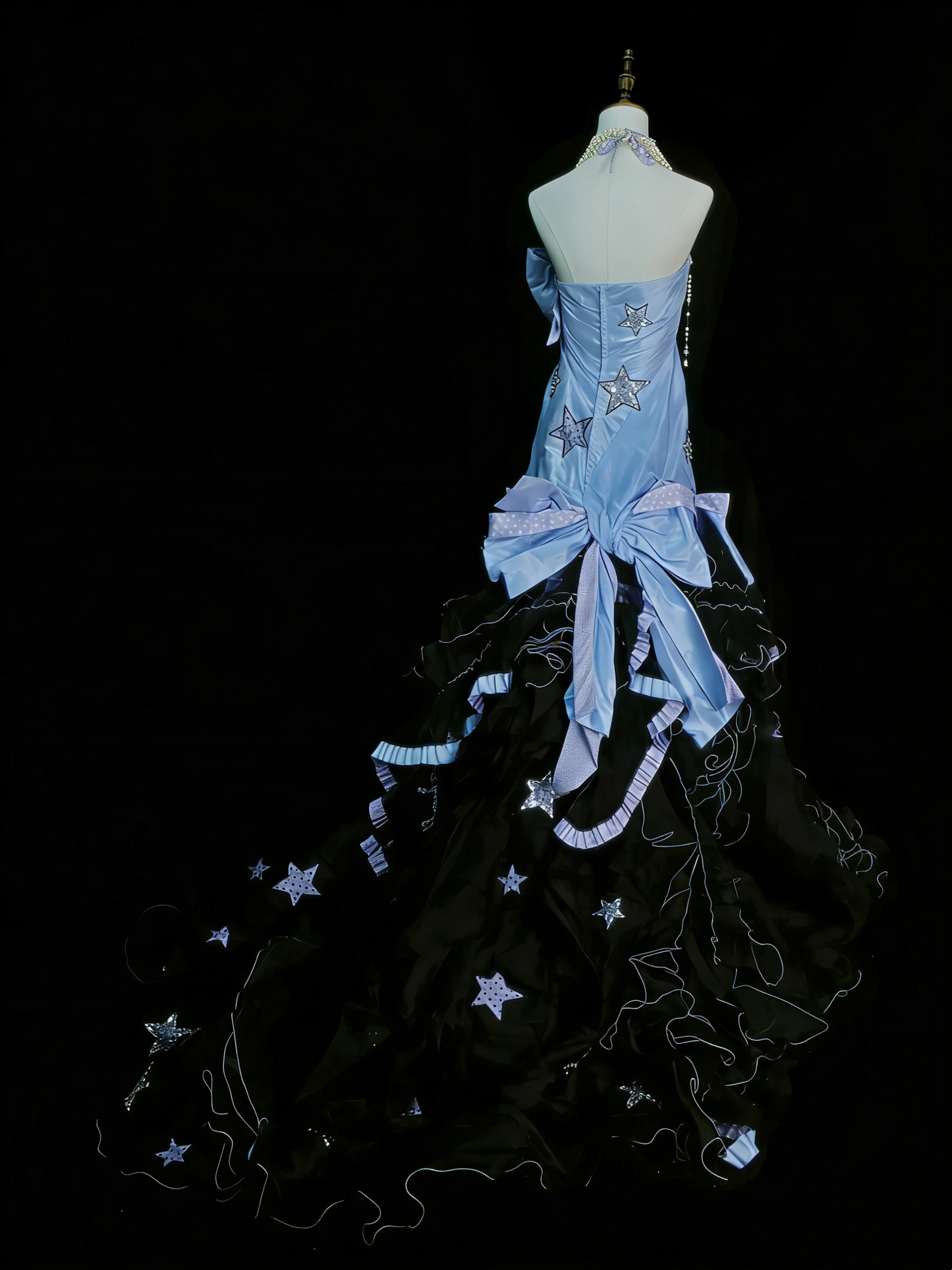 Starlight Dream Style Blue-Black Contrast Court Ballgown - Starry Sky Theme Party & Cosplay Dress gh6564