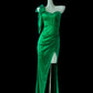 Green/blue/pink simple fashion elegant sweetheart neckline one shoulder long satin sexy slit floor-length ball gown evening dress prom dress gh4072