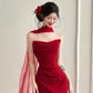Burgundy Elegant Simple Long Satin Floor Length Ball Gown Evening Dress Prom Dress gh4361