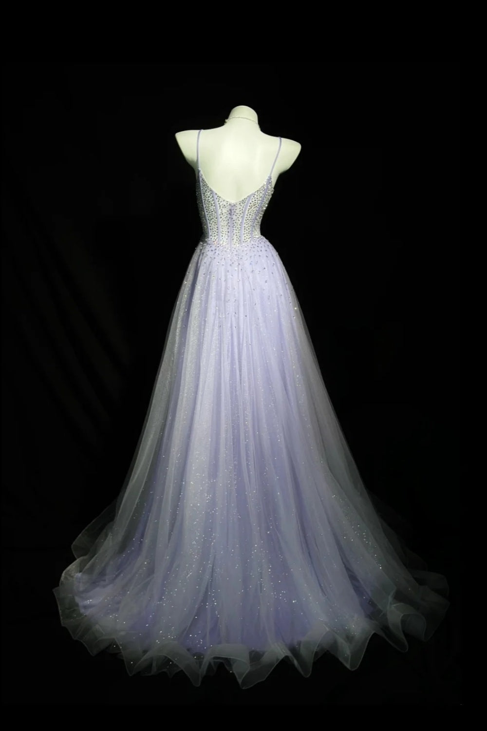 girlhomeshops-Wunderschönes, glänzendes, lavendelfarbenes Strass-Ballkleid, Abschlusskleid, Geburtstagskleid, gh5846