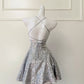 Silver shiny niche vintage dress short sequin homecoming dress birthday cocktail party dress gh4306