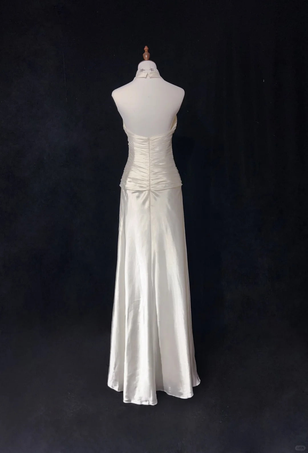 Robe de soirée élégante en satin blanc ivoire, style vintage, longue, robe de bal, robe de remise de diplôme, robe de mariée, gh4490