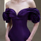 girlhomeshops-Purple Elegant Long Satin Train Prom Dress gh6236