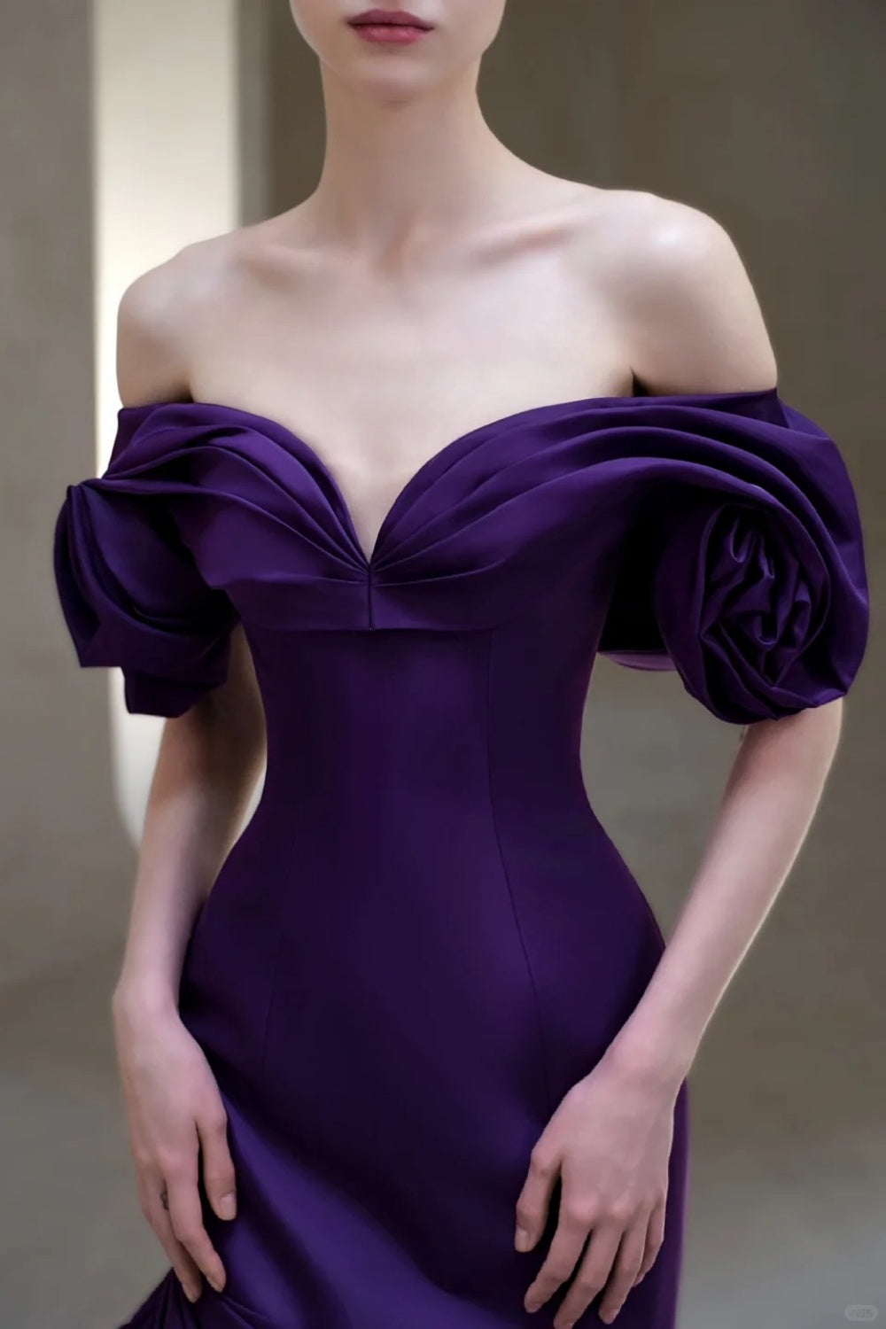 girlhomeshops-Purple Elegant Long Satin Train Prom Dress gh6236
