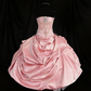 girlhomeshops-Girlish Heart Party Style Rosa Satin &amp; Schwarze Schleife Perlen Trägerlos Bodenlang Geburtstag Highlight Kleid gh5888