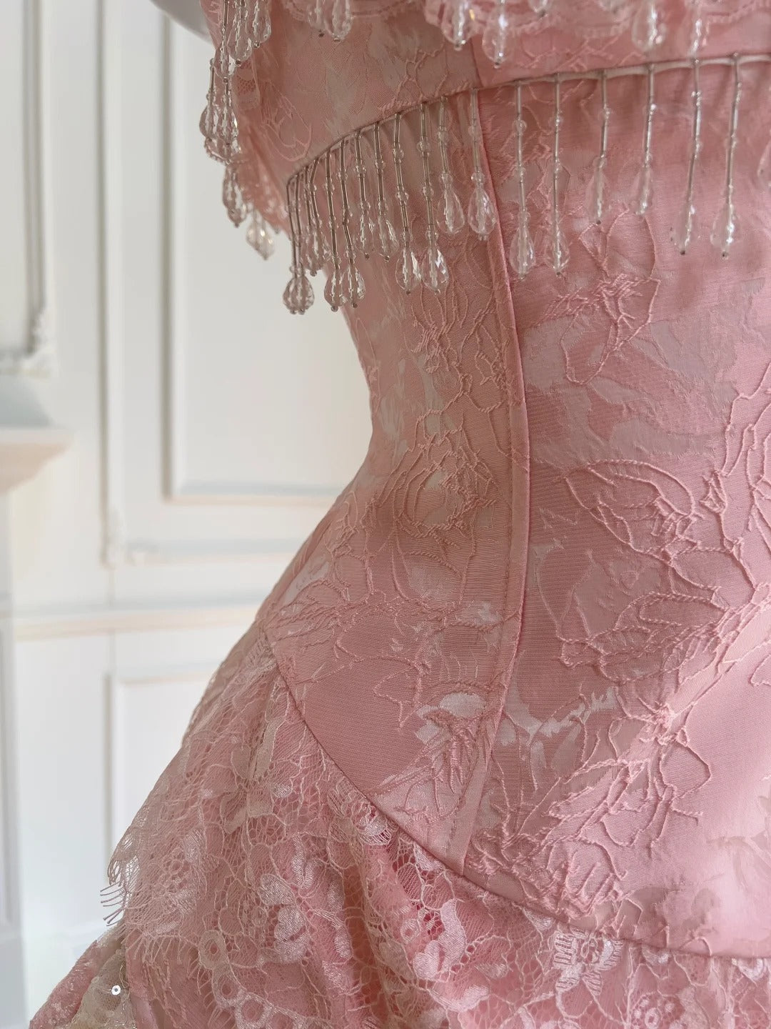 Pink Lace Vintage Flowy long/Short Homecoming Dress Chiffon Ball Gown Birthday Party Dress gh4406