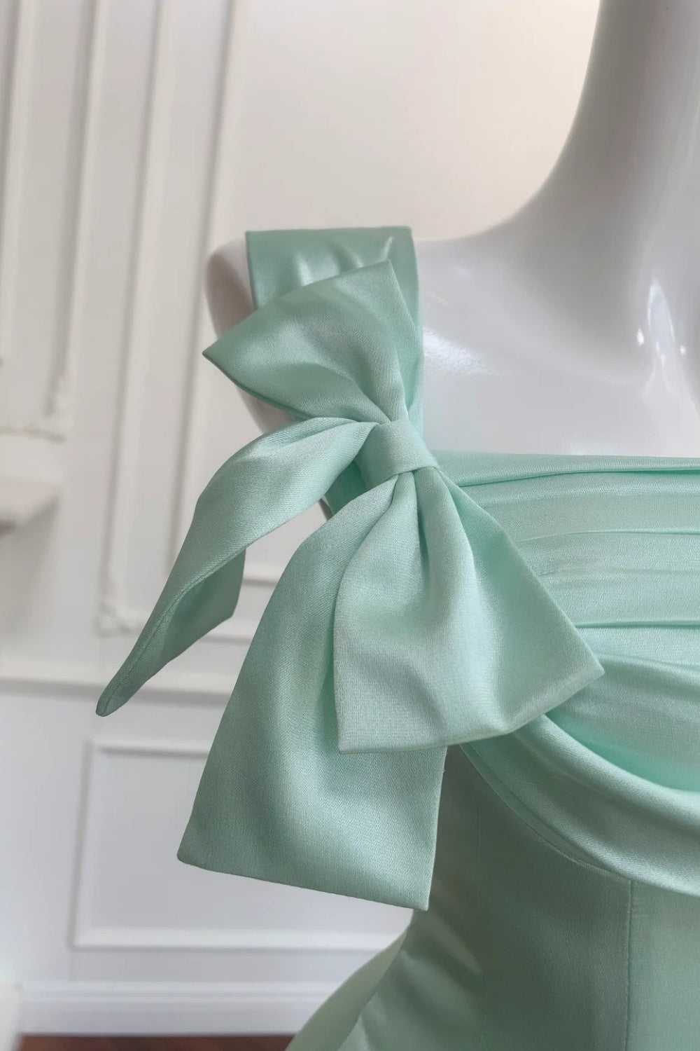 Green long satin dress gh6853