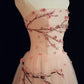 girlhomeshops- Vintage Peach Pink Plum Blossom 3D Embroidered Strapless Tulle Chinese Style Evening Gown gh6034