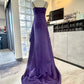 Girlhomeshops - Lila, exquisites, langes Ballkleid aus Satin mit Perlen, gh5426