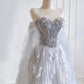 Girlhomeshops - Robe de mariée longue en tulle gris violet avec plumes et diamants, perles exquises, gh5486