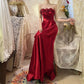 Red delicate floral long elegant satin ball gown evening dress gh4436