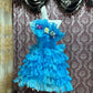 Blue Floral Ruffle Short Tulle Homecoming Dress Prom Gown gh4641