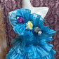 Blue Floral Ruffle Short Tulle Homecoming Dress Prom Gown gh4641