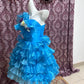 Blue Floral Ruffle Short Tulle Homecoming Dress Prom Gown gh4641