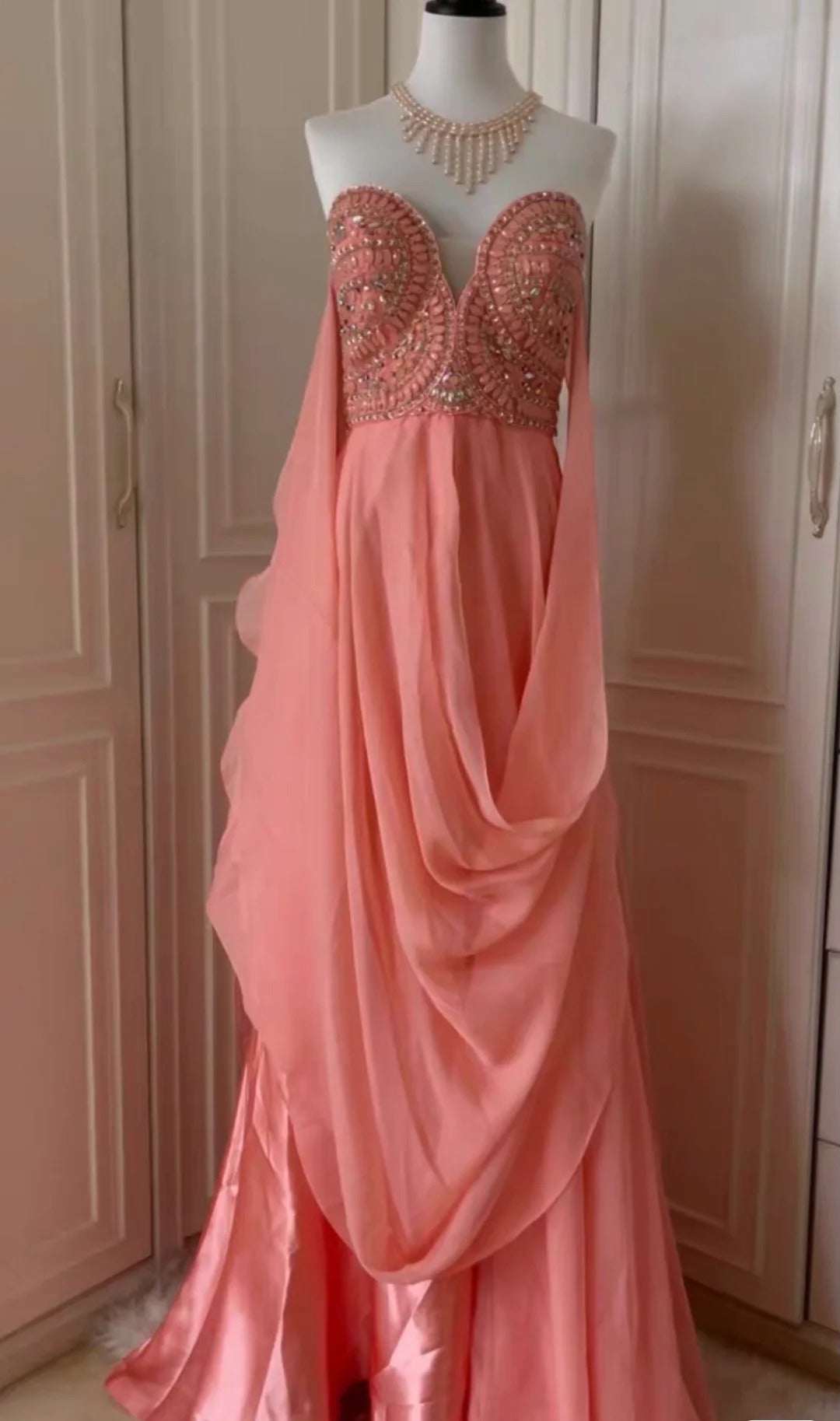 ✨Rosa Fantasy Griechische Göttin Langes Chiffon Ballkleid Abendkleid gh4269