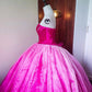 Girlhomeshops - Rosa, modisches, perlenbesetztes, langes, bodenlanges Tüll-Ballkleid, Ombre-Muster, gh5301