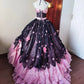Girlhomeshops - Rosa Blumenspitze Tüll Bodenlanges Ballkleid gh5302